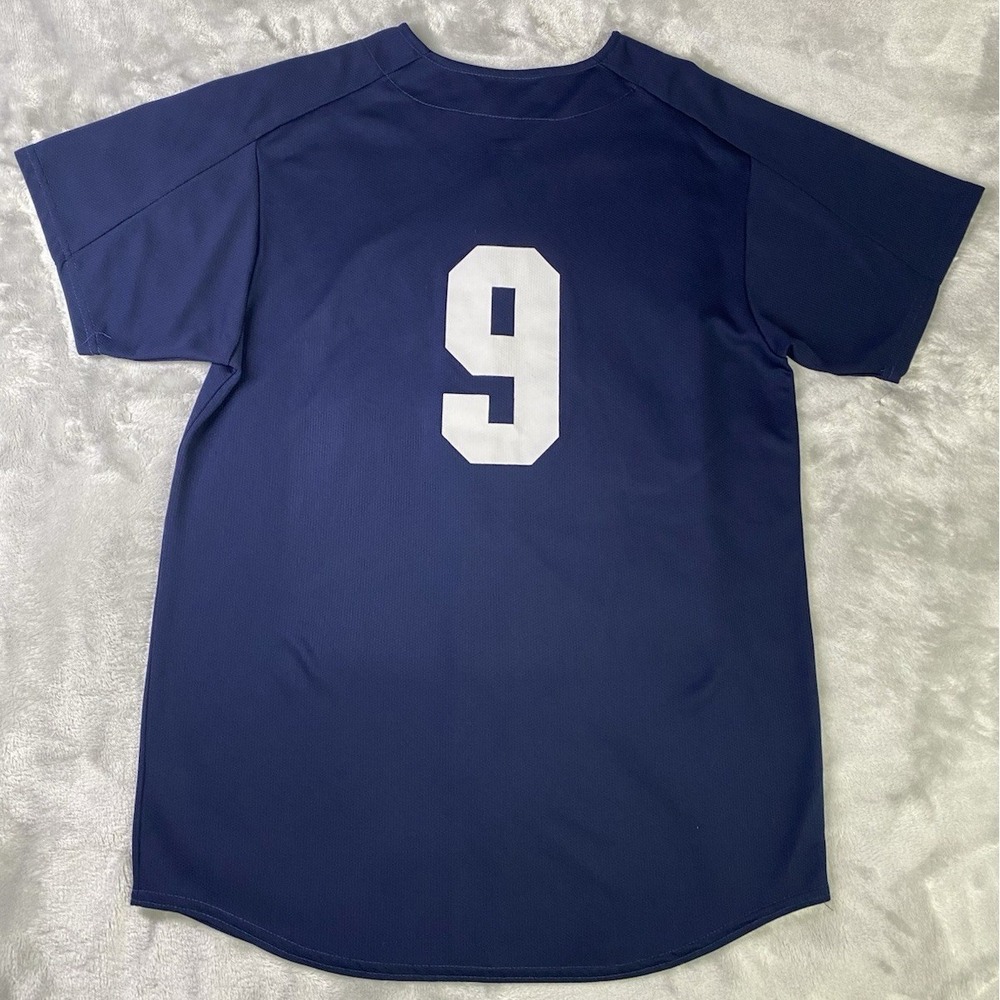 Augusta Baseball Jersey Mens L Navy Blue Detroit Tigers Style Button Up #9 - Picture 2 of 6